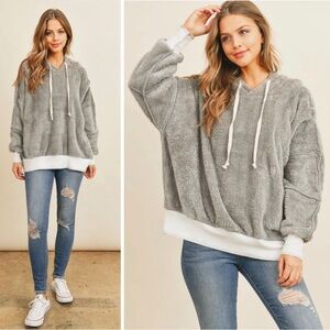 Plush and soft oversized teddy hooded sweater